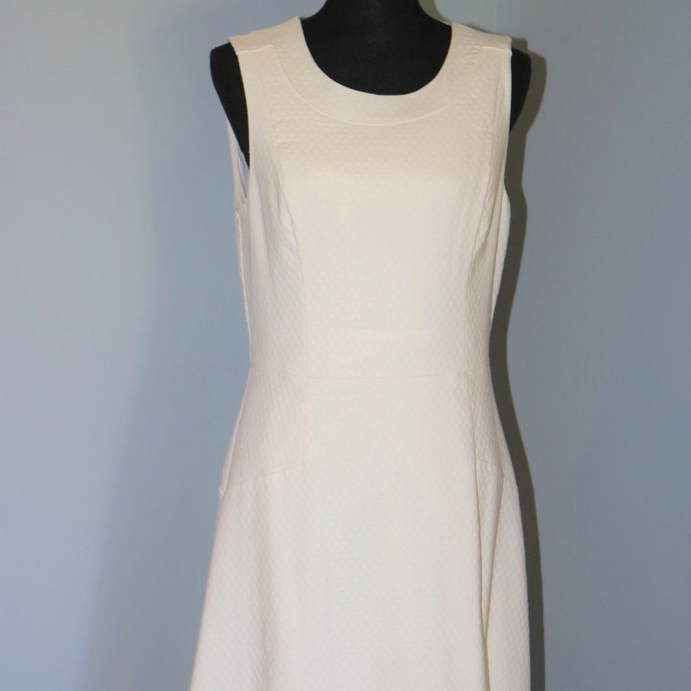 WHBM Cream Fit Flair Dress Size 12